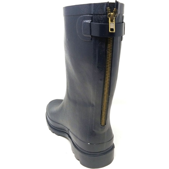 Women Rain Boots, Rubber Mid Calf Zipper Matte Rainboots, RB-5412 - Picture 2 of 3